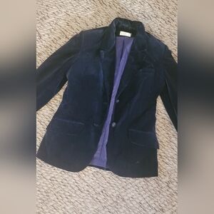 Vintage Butterfly Blue Velvet Jacket, Size S/M